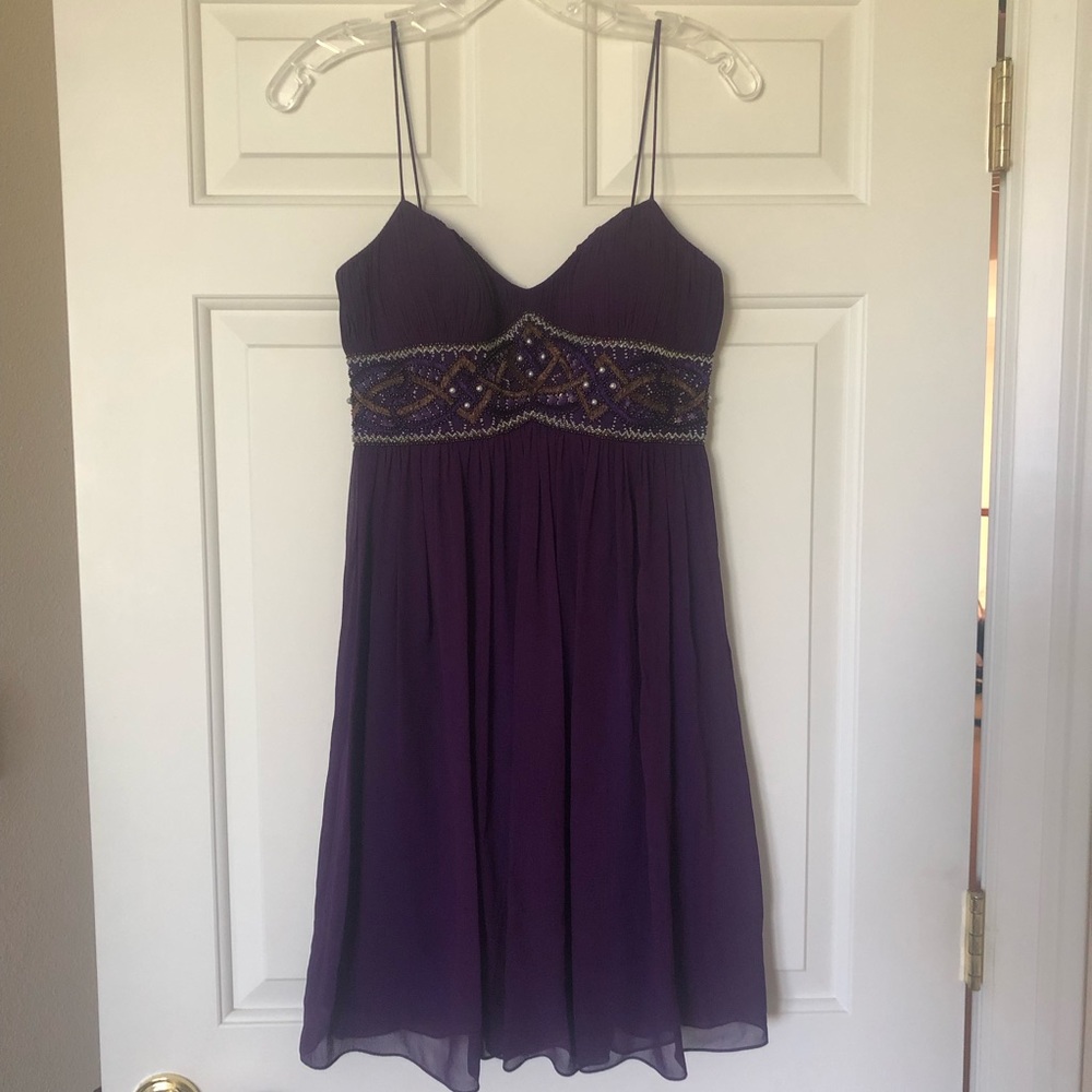 Aidan Mattox purple jeweled baby doll dress (sz 0)